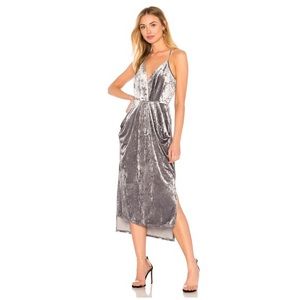 BCBGeneration Crushed Velvet Midi Gray Dress